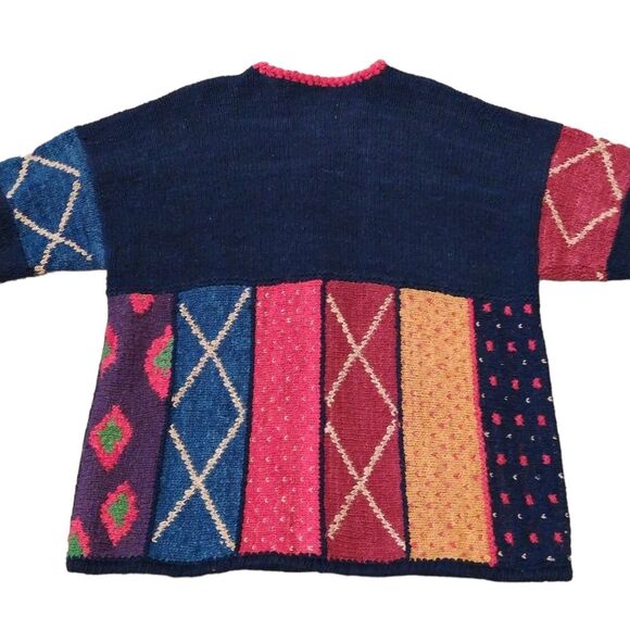 Vintage 80's 90's Retro Amano 100% Wool Chunky Sweater Cardigan - Picture 4 of 10